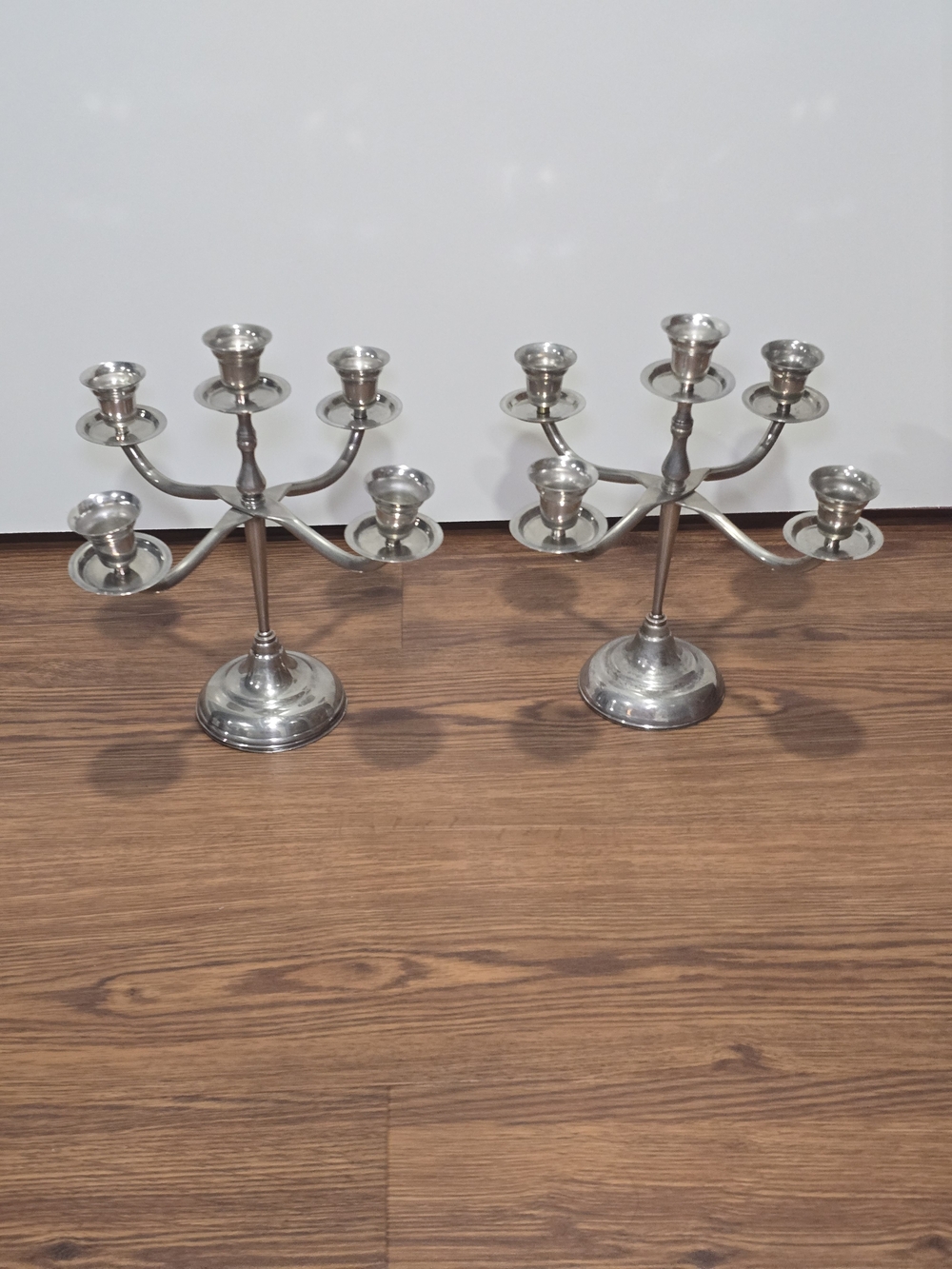 Silver 5-Arm Metal Candelabra Pair - Elegant Home Accents